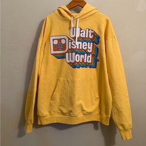 Walt Disney World Hoodie Sweatshirt Yellow Graphic Logo Adult Large
